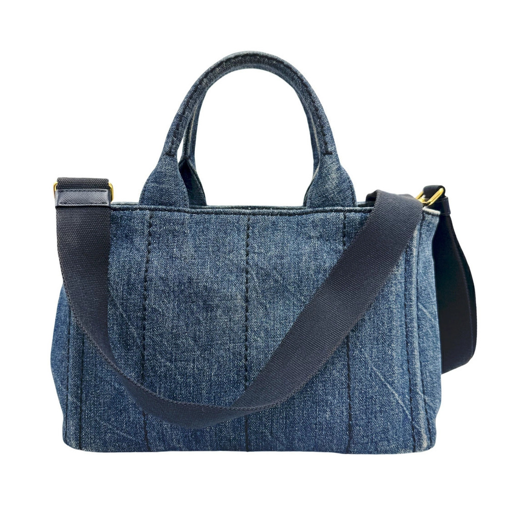 PRADA Canapa Denim Shoulder Bag Handbag Blue
